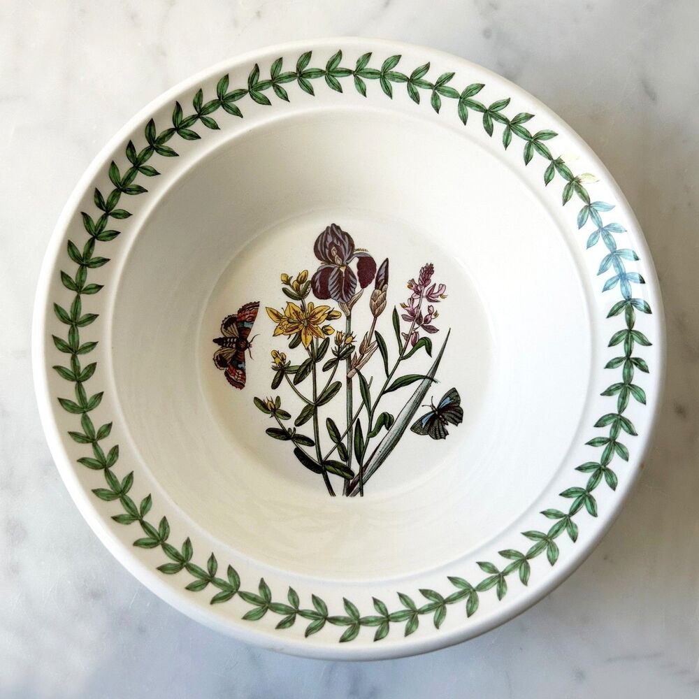 Portmeirion Botanic Garden Purple Iris Cereal Soup Bowl 6.5" Early Backstamp